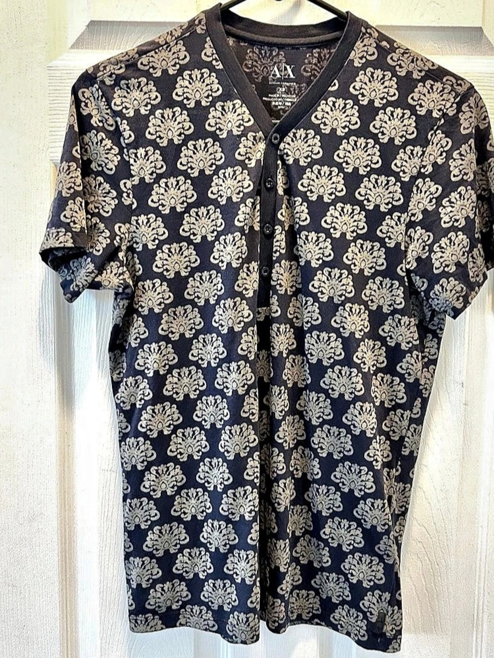 AX Armani Exchange Henley TShirt Men's XS Short Sleeve Button Front Top